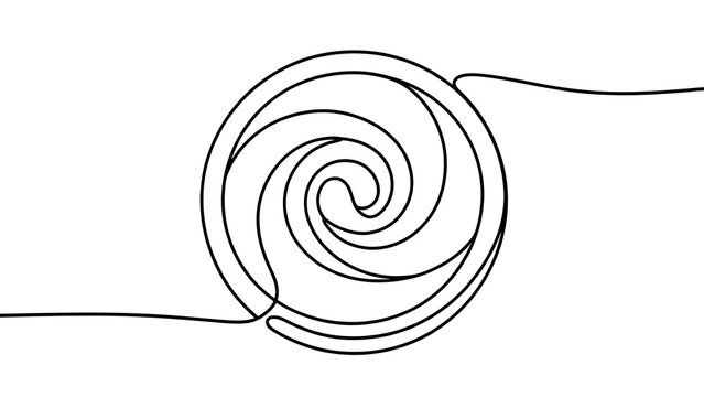 Minimalist black and white spiral line art design.