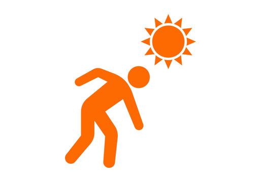 Icono de una silueta humana que sufre un desmayo por el sol debido a una fuerte ola de calor extremo