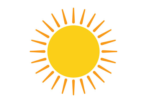 Icono de un sol amarillo con m&uacute;ltiples rayos lineales de color naranja