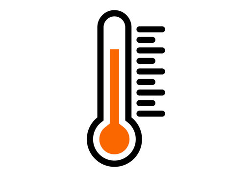 Icono de term&oacute;metro con l&iacute;quido naranja y escala de medici&oacute;n
