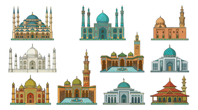 Collection of Famous Mosques and Islamic Architecture Styles