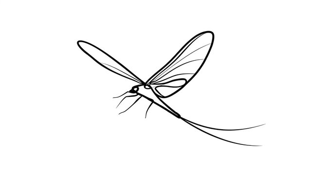 Minimalist insect line art on white background.