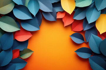 Obraz premium Ultra Realistic Eco Art with Symmetrical Leaf and Paper Arrangement