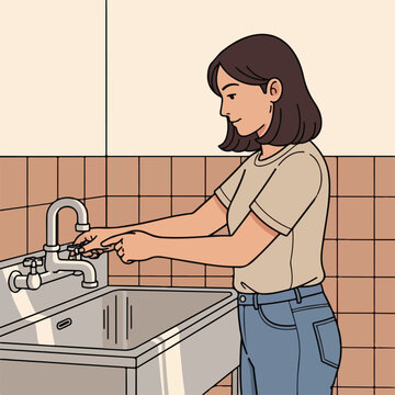 Person washing hands in a sink