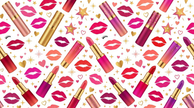 Vibrant lipstick pattern with colorful lip prints
