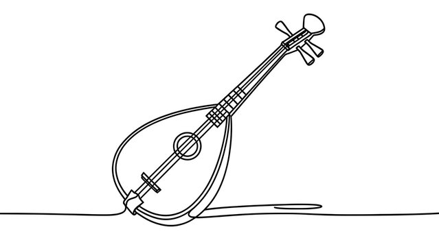 Minimalist lute illustration on white background.