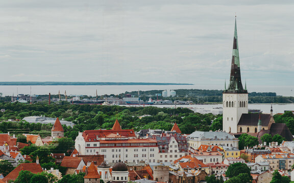 St. Olaf church spire in Tallinn old town.