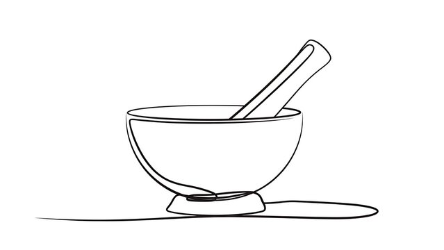 Mortar and pestle illustration on white background.