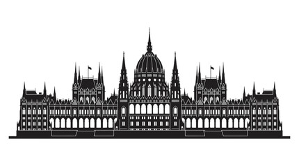 Fototapeta premium Budapest Parliament Building Silhouette Vector - Iconic Hungarian Landmark