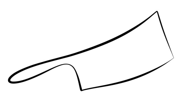 Simple black and white line art of a cleaver knife.