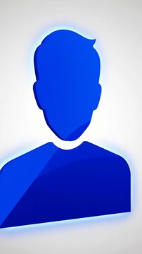 Minimalist blue male user profile icon on white.