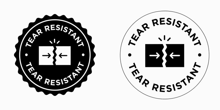 Tear resistant labels with arrows on white background