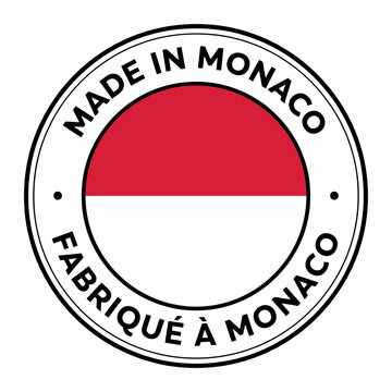 Made in Monaco stamp with flag  Fabriqu  Monaco label