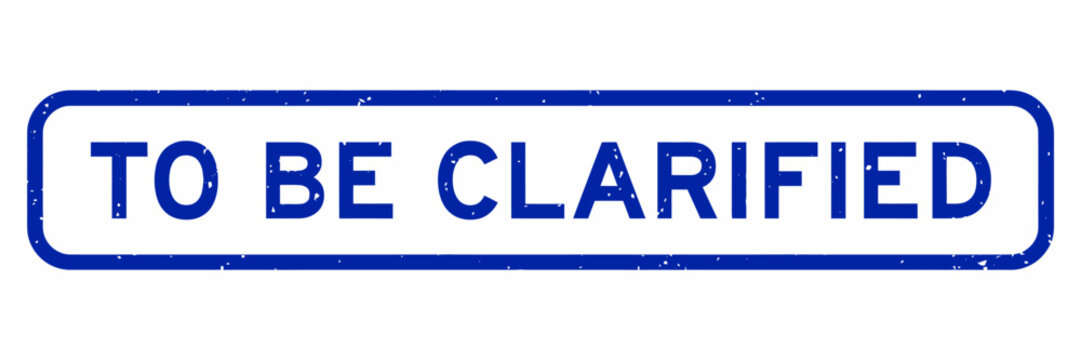 Blue rectangular stamp with to be clarified text on white background