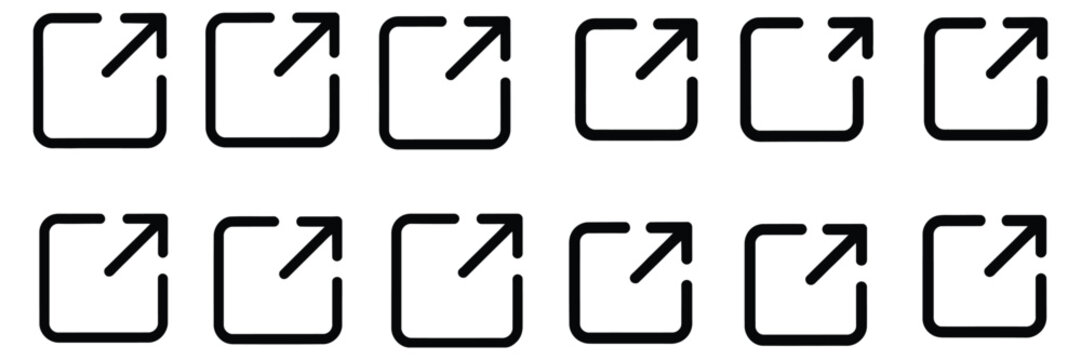 External link vector icons with black and white open in new tab redirect and navigation symbols for technology interface