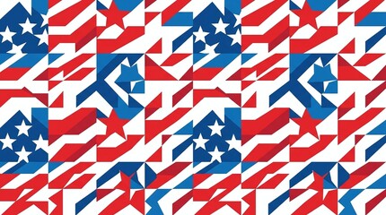 Fototapeta premium Abstract Geometric Patriotic Seamless Pattern