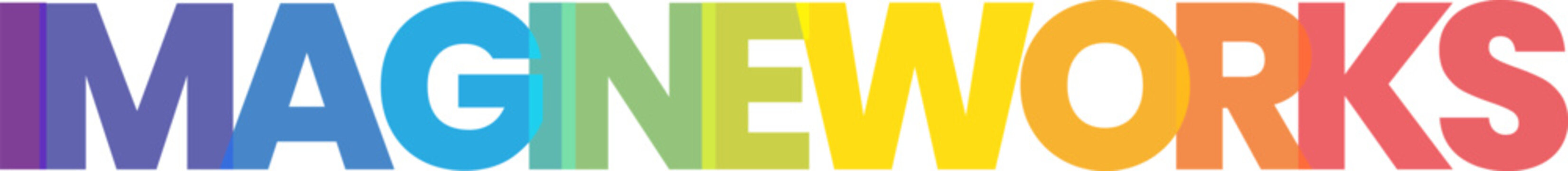 A creatively styled word IMAGNEWORKS uses a stunning rainbow gradient to convey innovation, inspiration, and ingenuity