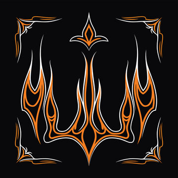 Vintage pinstriping motorcycle and car art, Hand drawn ornamental stripe vector with classic custom curves for automotive graphic design.