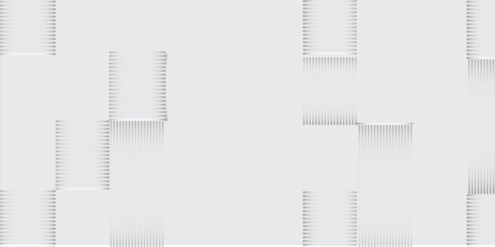 Groups of white rotated lines or cube boxes block background wallpaper banner template, flat lay top view from above, 3D illustration. vector eps 10