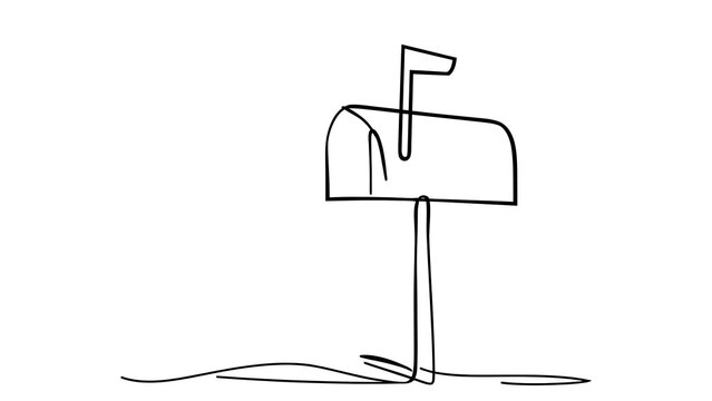 Simple mailbox drawing on white background.