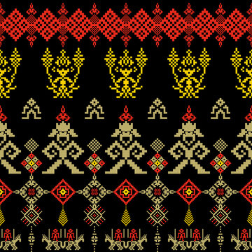 Traditional Dayak Pixel Pattern Seamless From KawiKan.