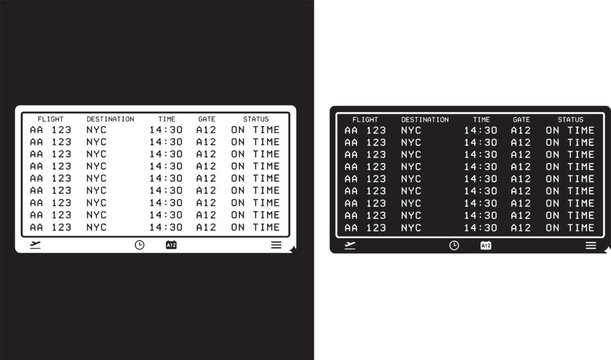 Airport Flight Information Display Board Vector Icon Illustration