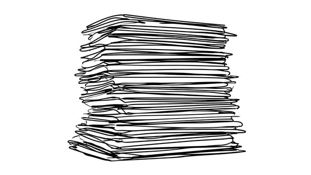 Stack of newspapers on white background.