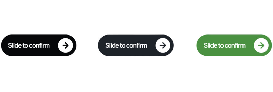 Slide to confirm toggle switch UI elements for mobile application checkout transaction verification and secure payment interface