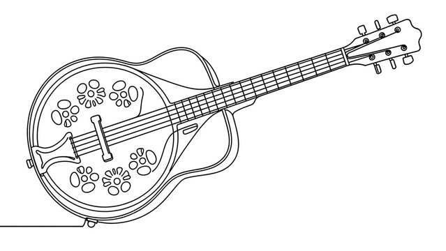 Vintage mandolin illustration on white background.