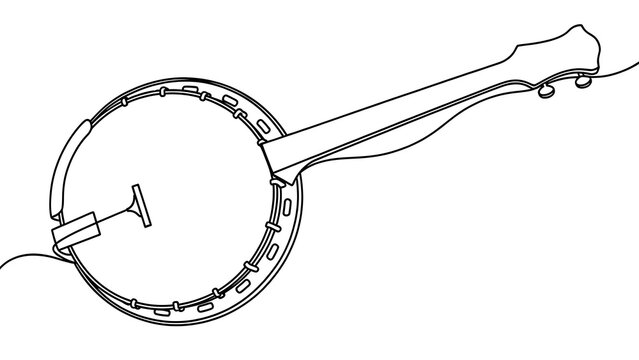 Vintage banjo illustration on white background.