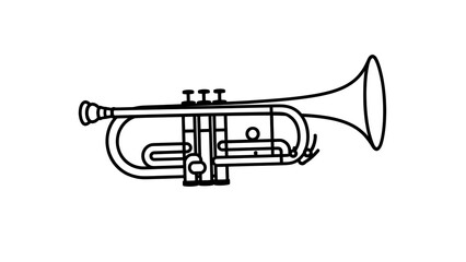 Obraz premium Trumpet musical instrument illustration on white background.