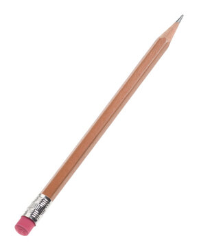 Wooden pencil with pink eraser, realistic product photography, premium quality, ultra-detailed, sharp focus, isolated on a white background.
