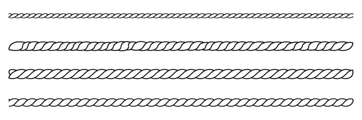 Nautical rope vector icons featuring straight border divider outline and marine cord elements for vintage decorative artwork © ARIF AHMED 06