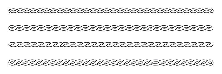 Nautical rope straight border and divider outline icon set with marine line elements for decorative and maritime design © ARIF AHMED 06