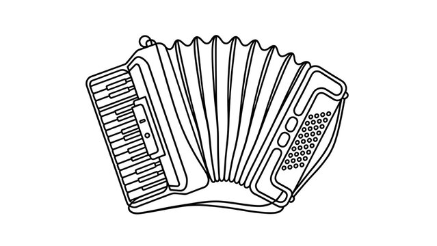 Black and white accordion illustration on white background.