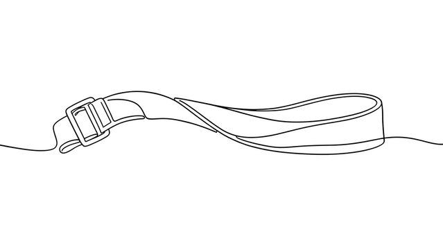 Minimalist belt buckle line art on white background.