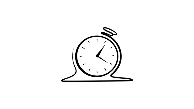 Vintage alarm clock icon on white background.