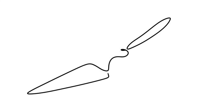 Minimalist line art knife on white background.