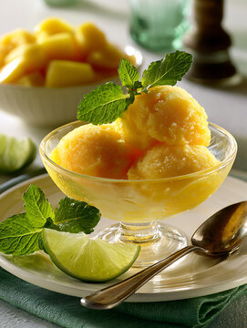 Close-up of Mexican-style mango sorbet