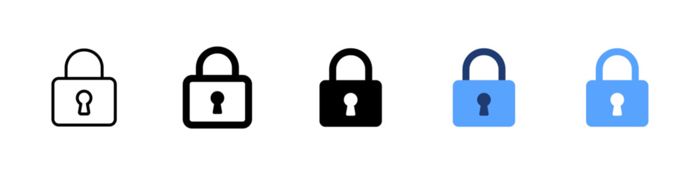 Lock icon. Security symbol. Simple pictogram for password protection, privacy, access control, safe login, encryption and digital security design.