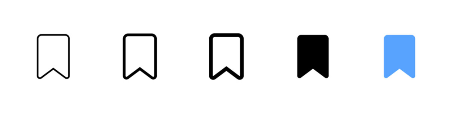 Bookmark icon. Save marker symbol. Simple pictogram for favorite page, reading mark, document label, web bookmark, library collection and content saving.