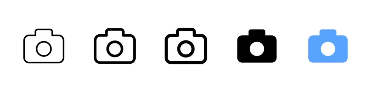 Camera icon. Photo capture symbol. Simple pictogram for photography, image shooting, picture gallery, media content, digital camera, snapshot and visual design.