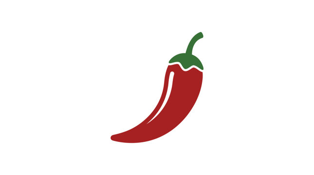 A vibrant red chili pepper illustration with a green stem on a white background.