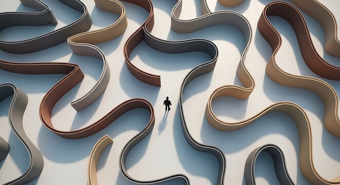person navigating a maze with multiple flexible paths