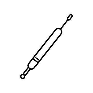 Simple black line art syringe icon.