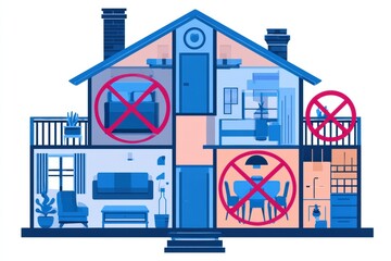 Obraz premium Visual representation of a house showing areas designed for no-screen activities.