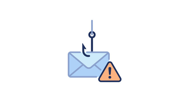 Phishing scam email warning sign icon.