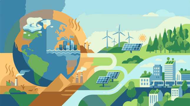 Earth's transformation from pollution to clean energy future