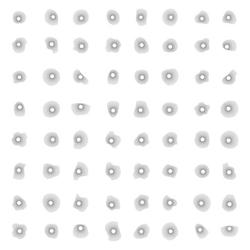 Big set of 64 sound equalizer icon with lines. abstract radial music icons. round music soundwave shape. Voice recognition and frequency design on white background. EPS 10.