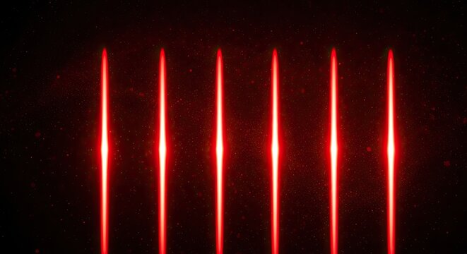 Red Laser Light Diffraction Pattern on Dark Background.